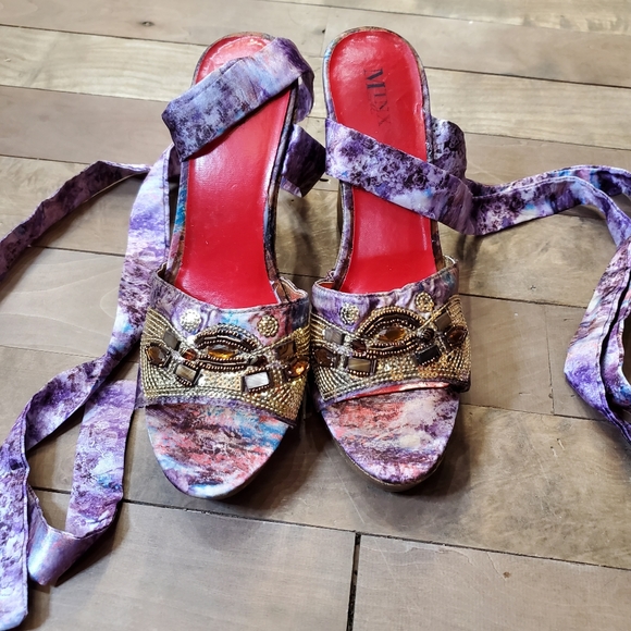 Minx | rare NZ dramatic designer: sexy marbled purple wedge - Picture 3 of 5